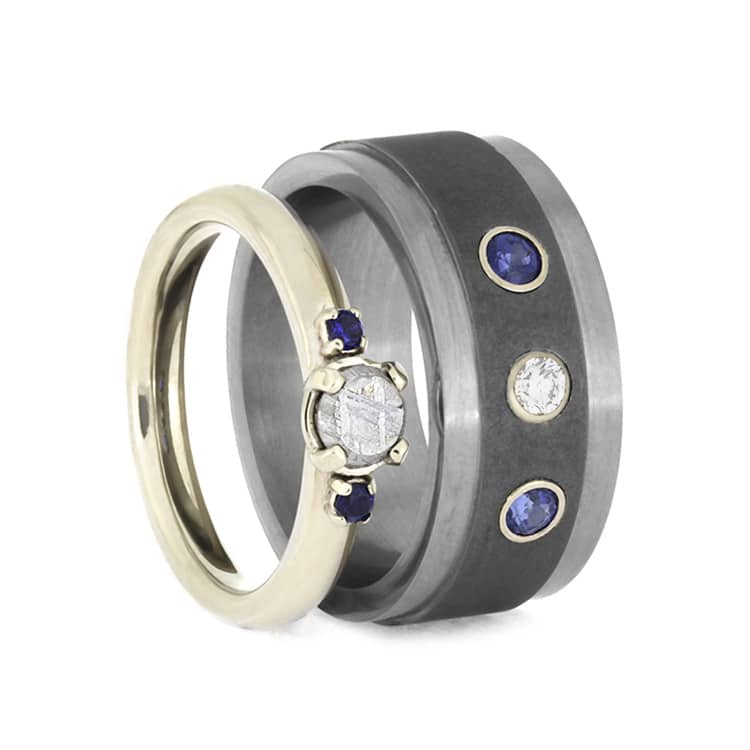 Blue Sapphire Wedding Ring Set