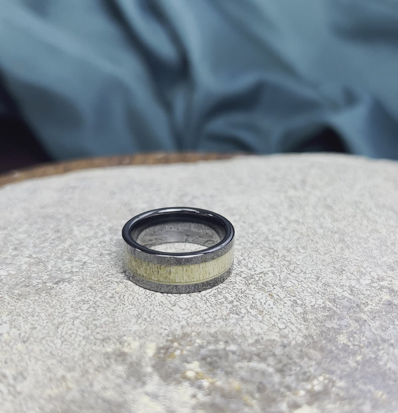 Antler & Black Ceramic Men's Wedding Band