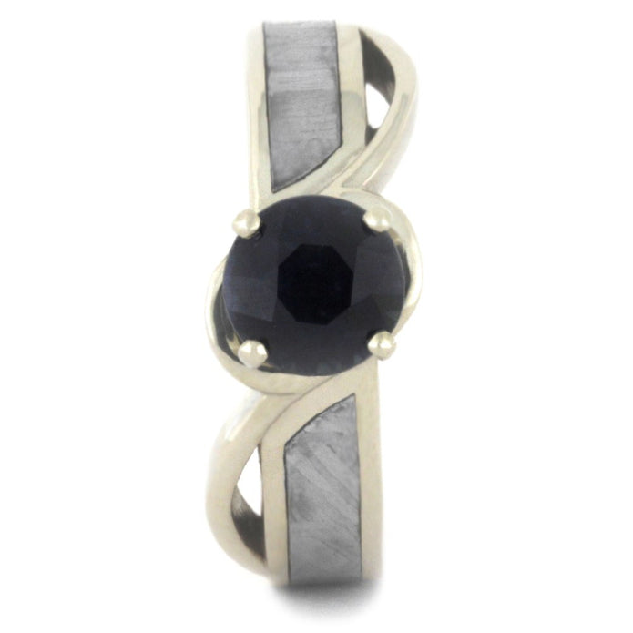 Blue Sapphire Engagement Ring, Meteorite Ring, White Gold Ring-3363 - Jewelry by Johan