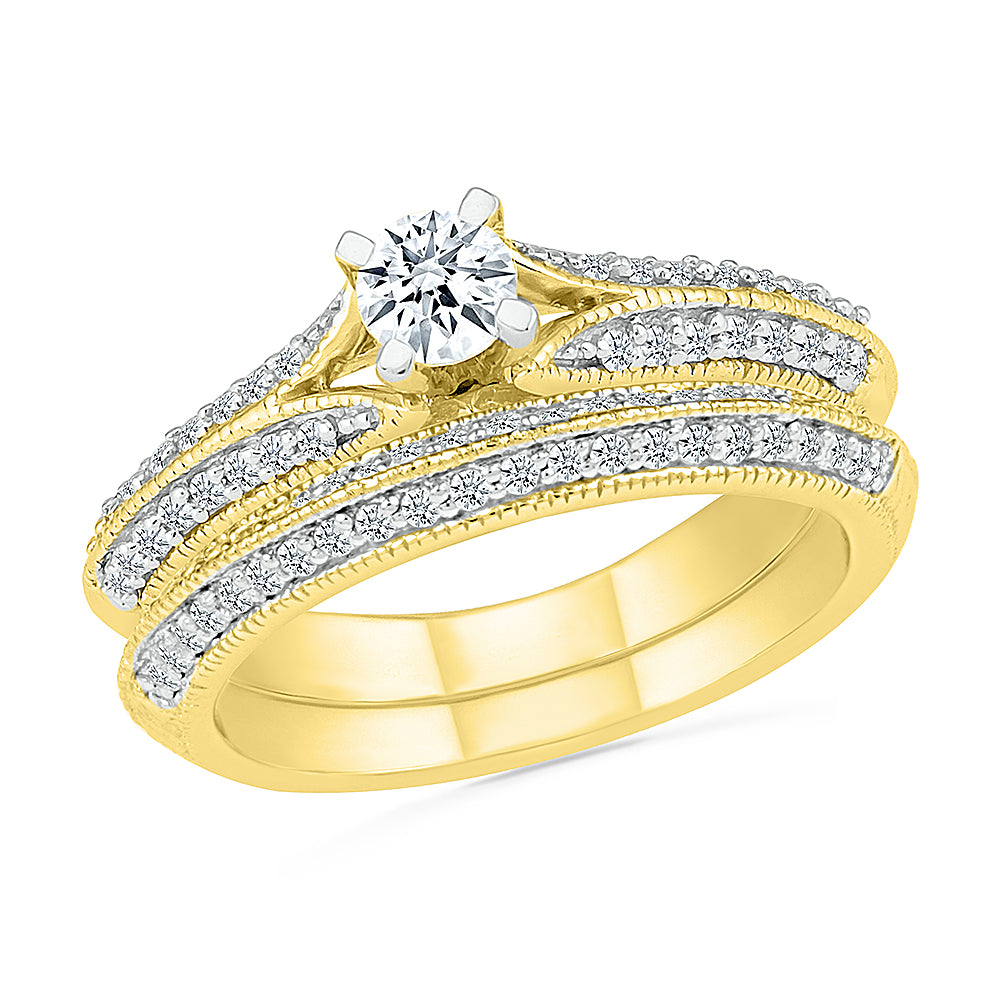 Vintage style wedding hot sale ring sets