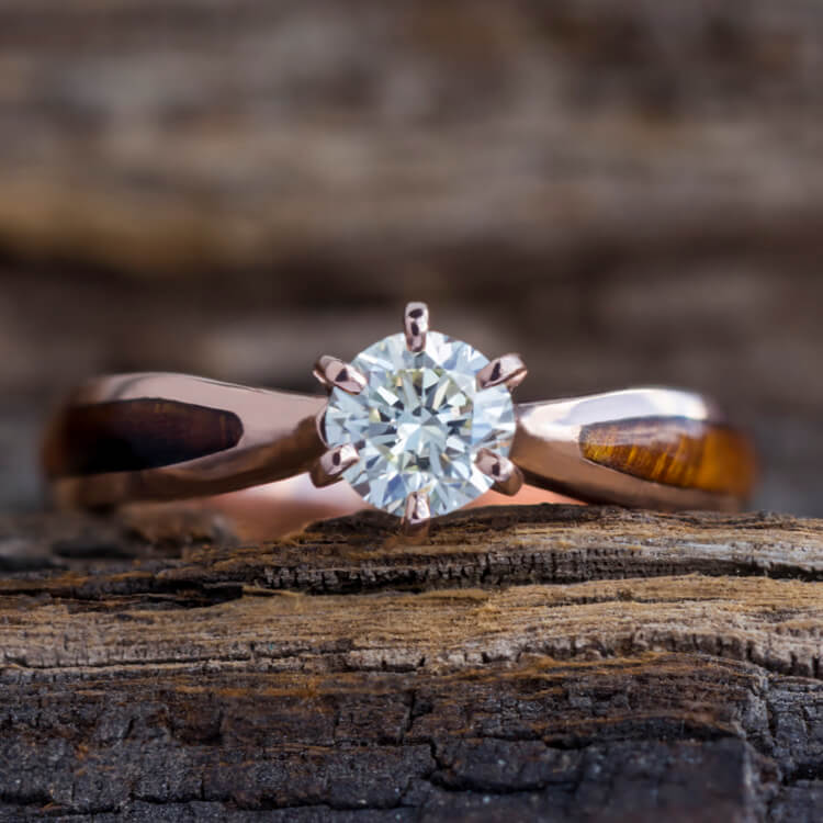 Diamond Rings on Wood Background Stock Photo - Image of white, jewellery:  185775592
