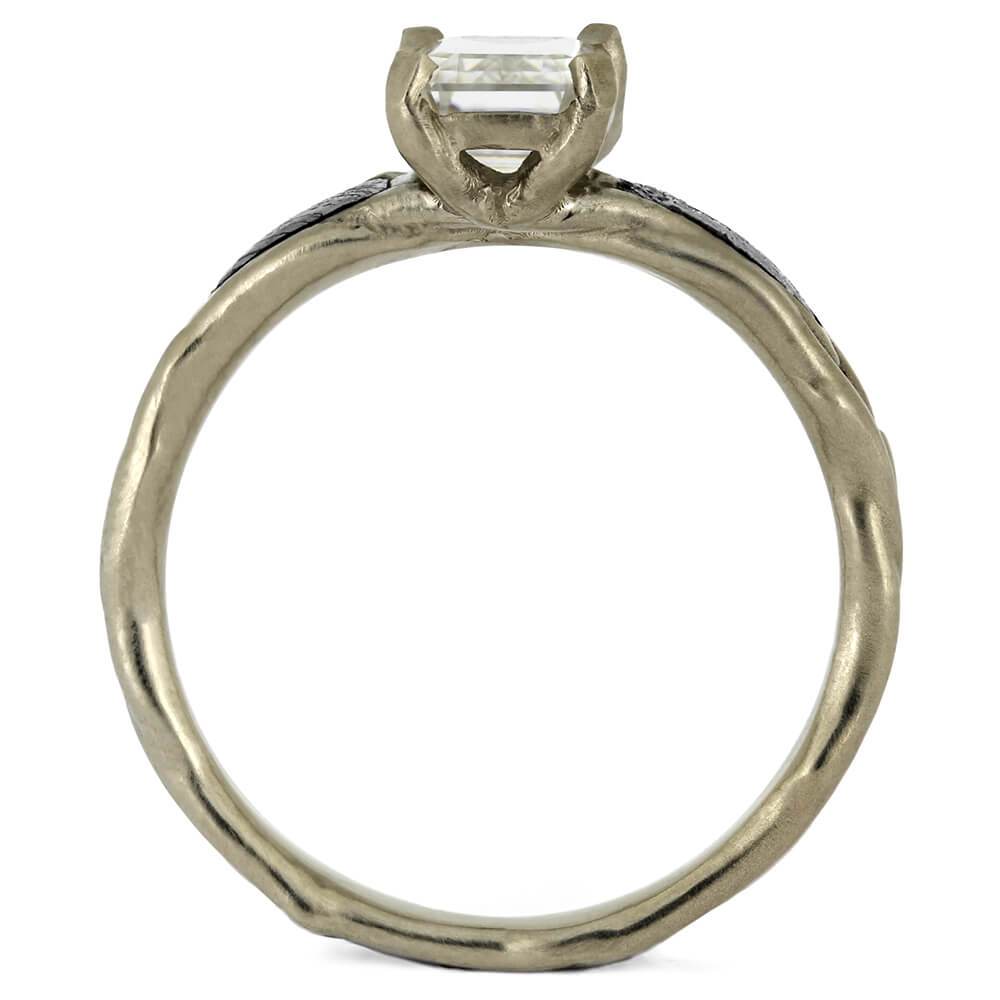 Meteorite Engagement Ring with Forever One Moissanite-3144 - Jewelry by Johan