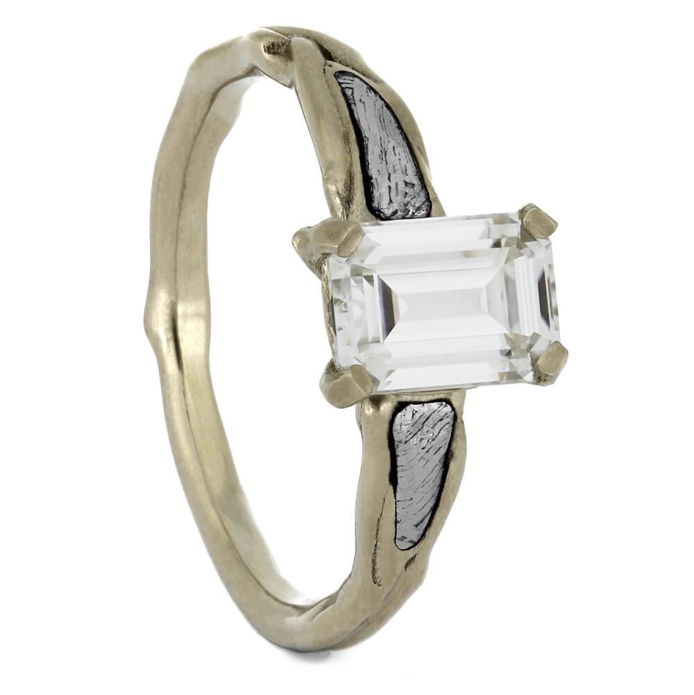 Meteorite Engagement Ring with Forever One Moissanite-3144 - Jewelry by Johan