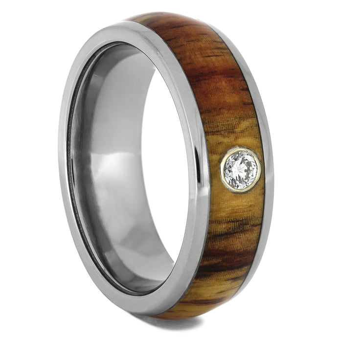 Wood Wedding Bands with Diamond
