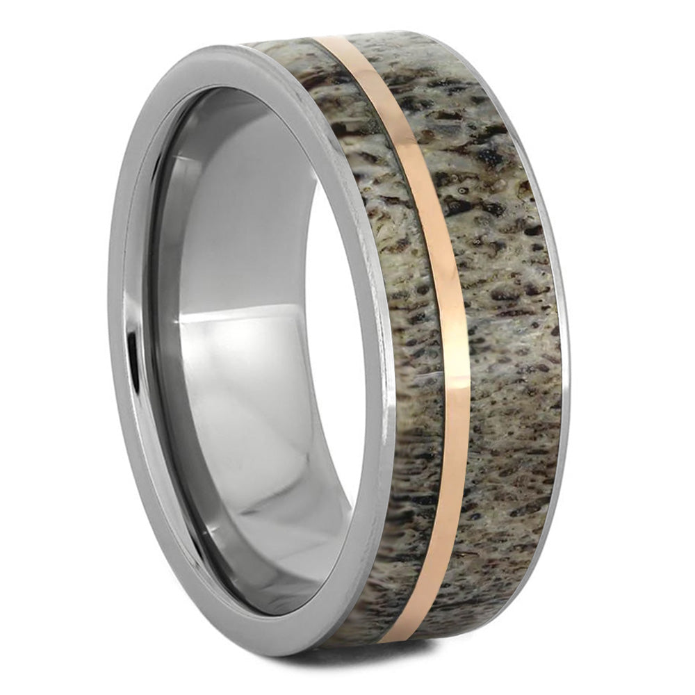 Antler Men's Wedding Band With Pinstripe - Jewelry by Johan