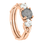 Three Stone Rose Gold Engagement Ring with Meteorite Center Stone - Jewelry by Johan