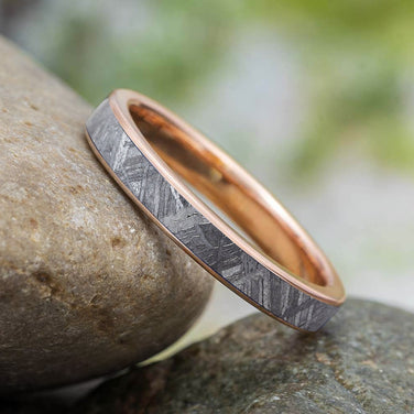 Rose Gold Meteorite Ring for Her