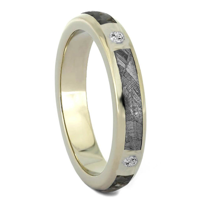 Diamond Wedding Band with Meteorite and Dinosaur Bone-3179 - Jewelry by Johan