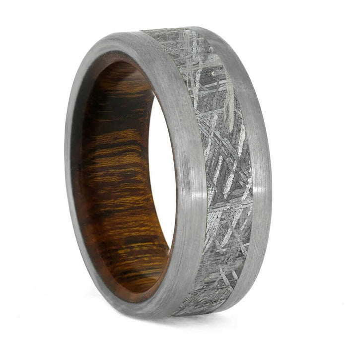 Meteorite Ring With Ironwood Sleeve And Titanium Edges-3182 - Jewelry by Johan