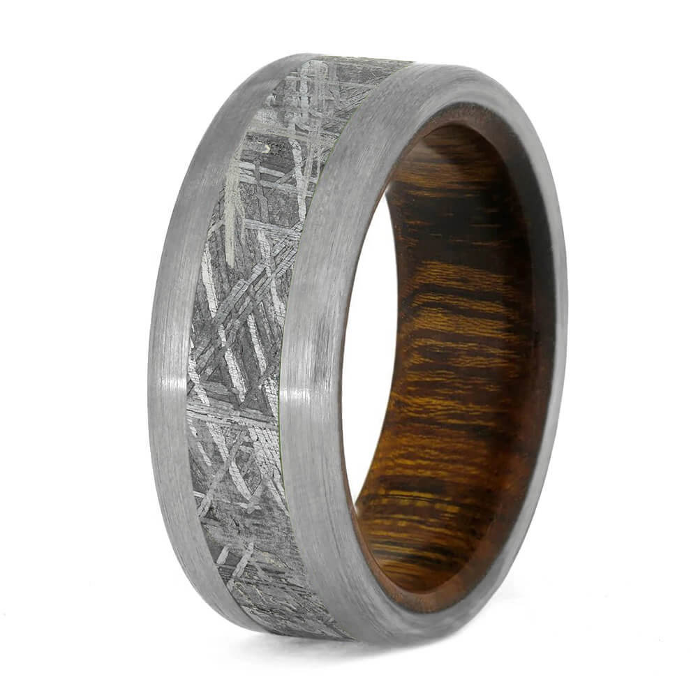 Meteorite Ring With Ironwood Sleeve And Titanium Edges-3182 - Jewelry by Johan