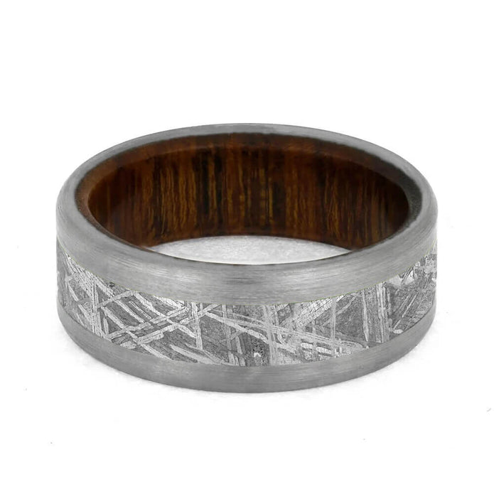 Meteorite Ring With Ironwood Sleeve And Titanium Edges-3182 - Jewelry by Johan