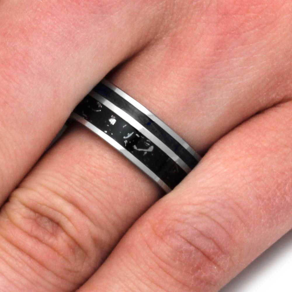 Tungsten Men's Ring With Stardust™ And Wood-3184 - Jewelry by Johan