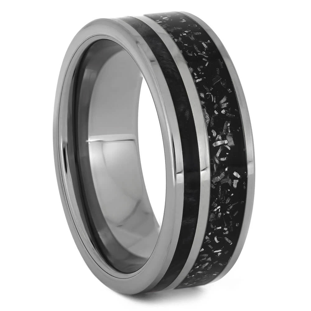 Tungsten Men's Ring With Stardust™ And Wood - Jewelry by Johan