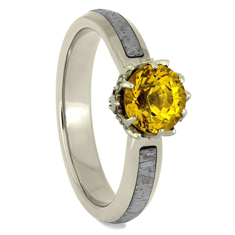 White Gold and Meteorite Engagement RIngs