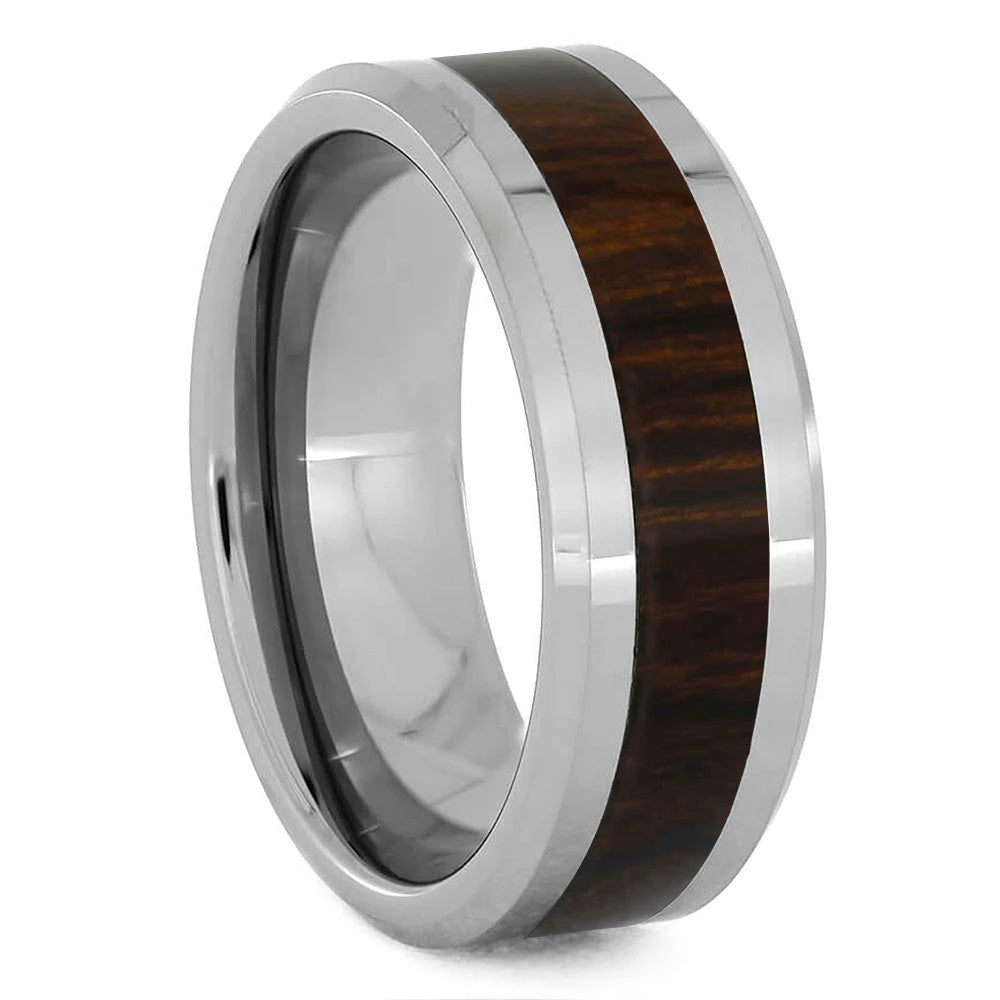 Tungsten Wedding Band with Natural Ironwood Inlay - Jewelry by Johan