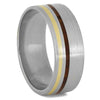 Brushed Titanium & Wood Ring with Gold Pinstripe - Jewelry by Johan