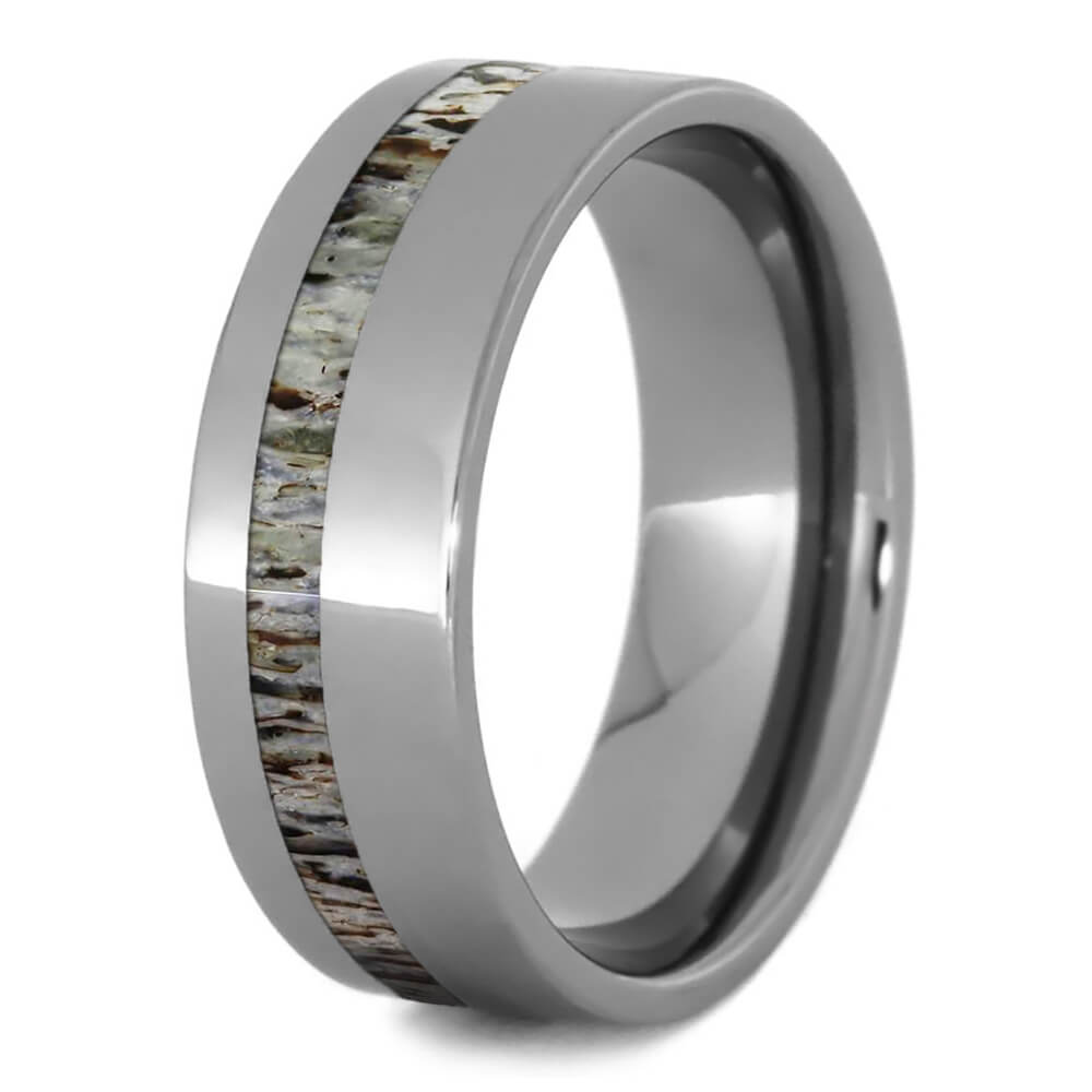 Tungsten Men's Wedding Band With Deer Antler Inlay-3209 - Jewelry by Johan