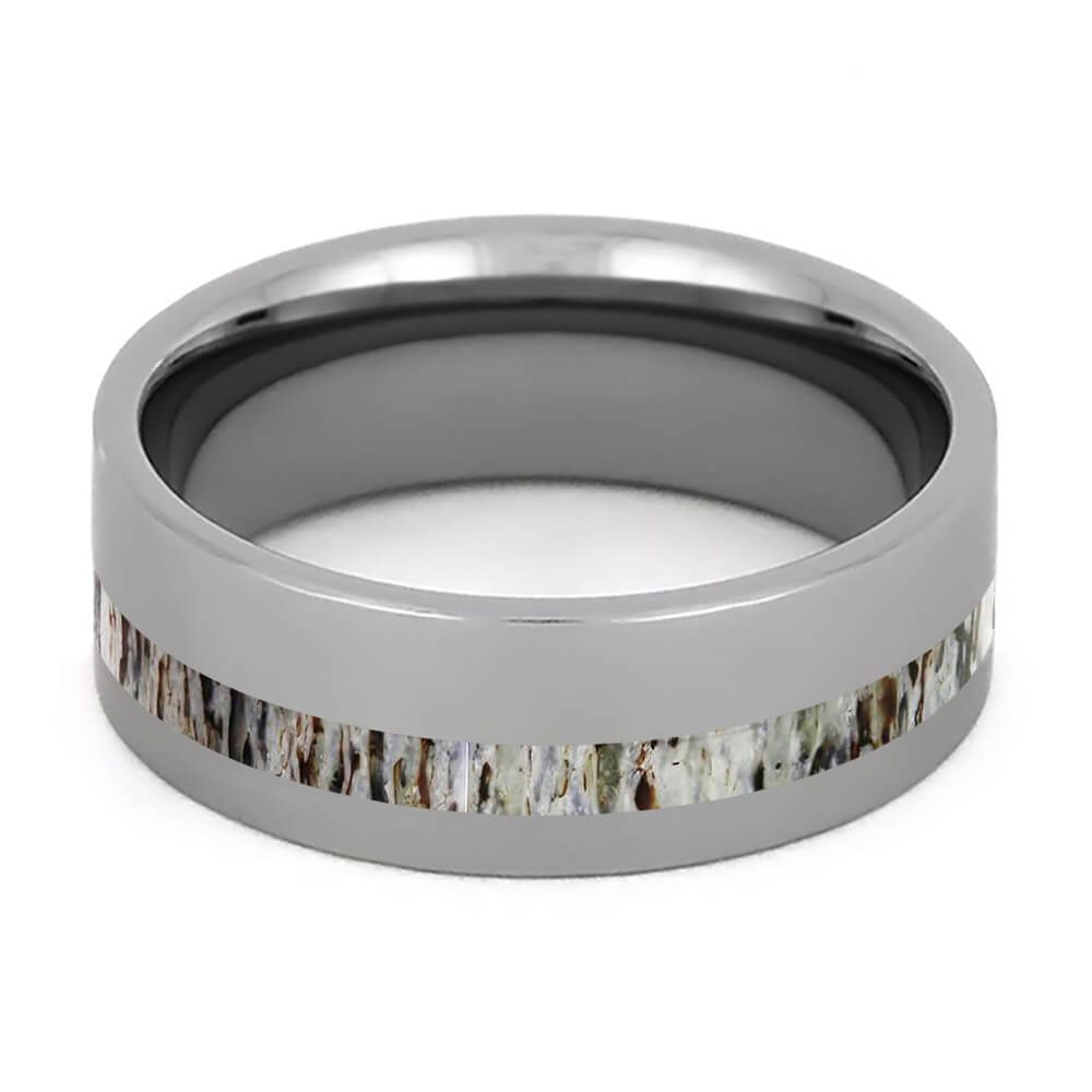 Tungsten Men's Wedding Band With Deer Antler Inlay-3209 - Jewelry by Johan