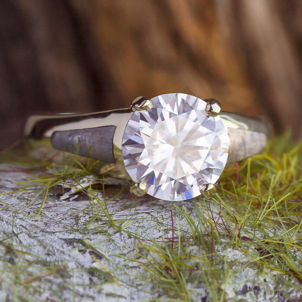 Large Solitaire Moissanite 4 Prong Ring
