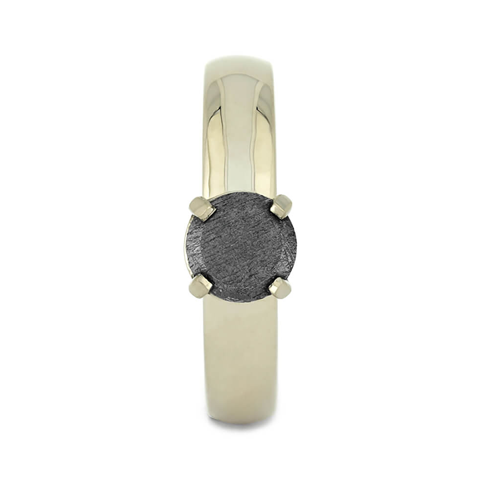 Meteorite Engagement Ring, White Gold Band with Meteorite Stone-3223 - Jewelry by Johan