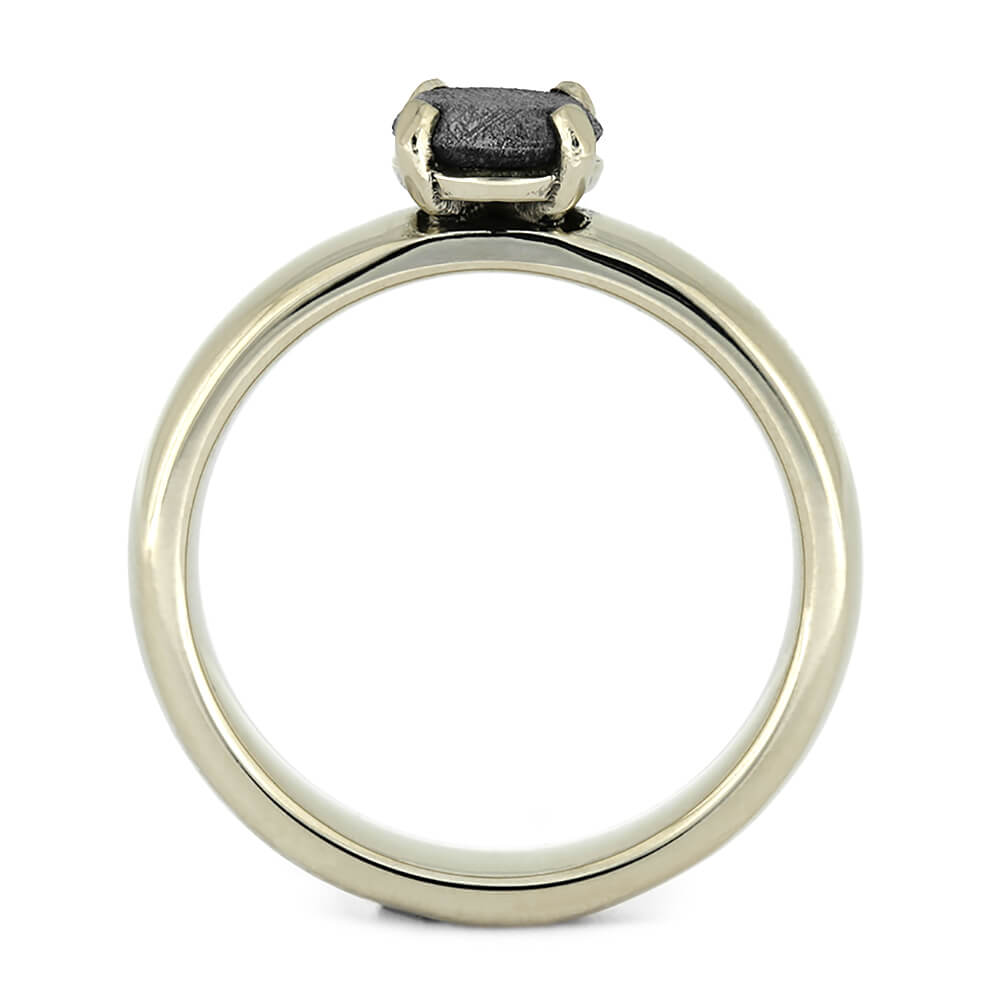 Meteorite Engagement Ring, White Gold Band with Meteorite Stone-3223 - Jewelry by Johan