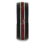 Red & Black Tungsten Wedding Band With Stardust And Black Jade - Jewelry by Johan