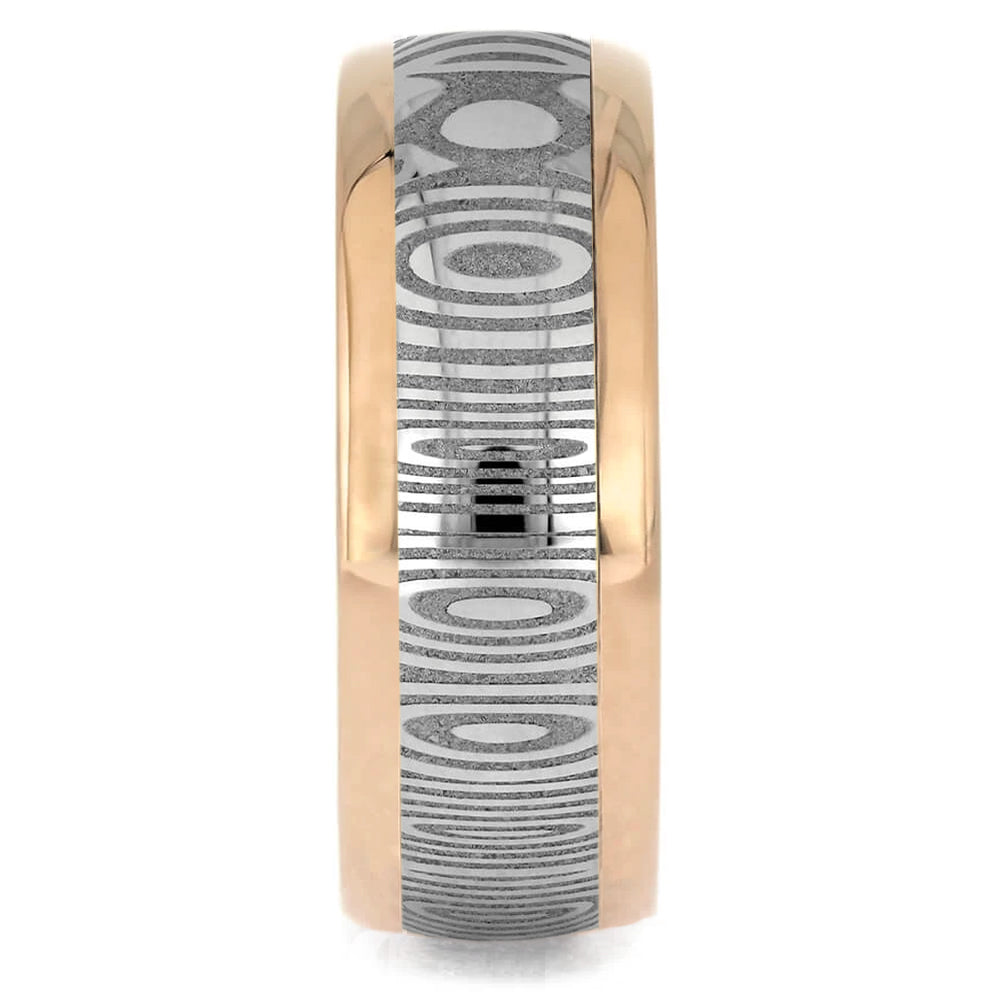Damascus & Solid Gold Men's Wedding Band - Jewelry by Johan