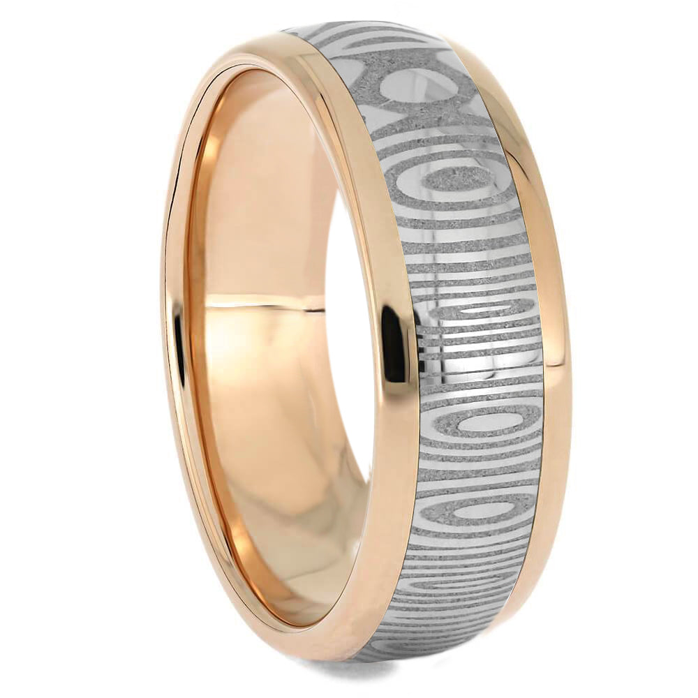 Damascus & Solid Gold Men's Wedding Band - Jewelry by Johan