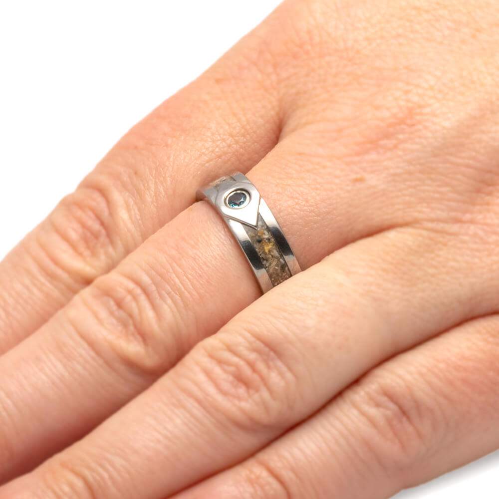 Cremation Ash Ring with Blue Topaz-3233 - Jewelry by Johan