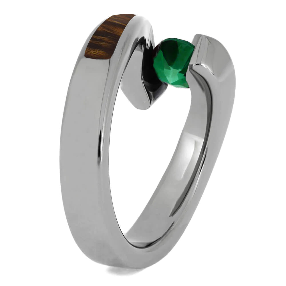 Tension Set Emerald Ring