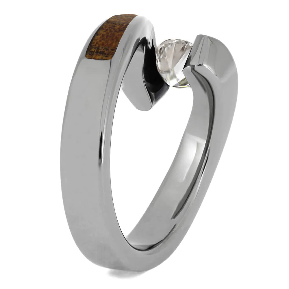 Moissanite Engagement Ring With Wood