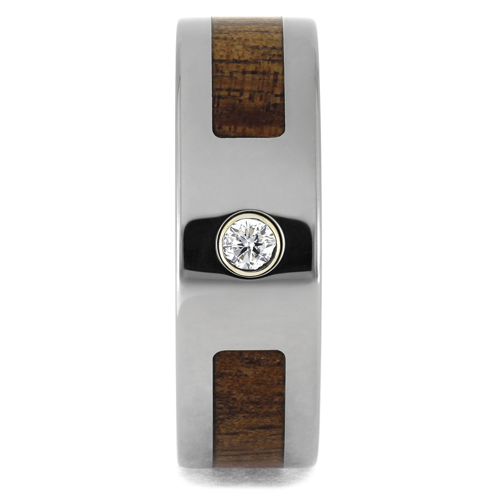 Diamond Wedding Bands with Wood Inlay