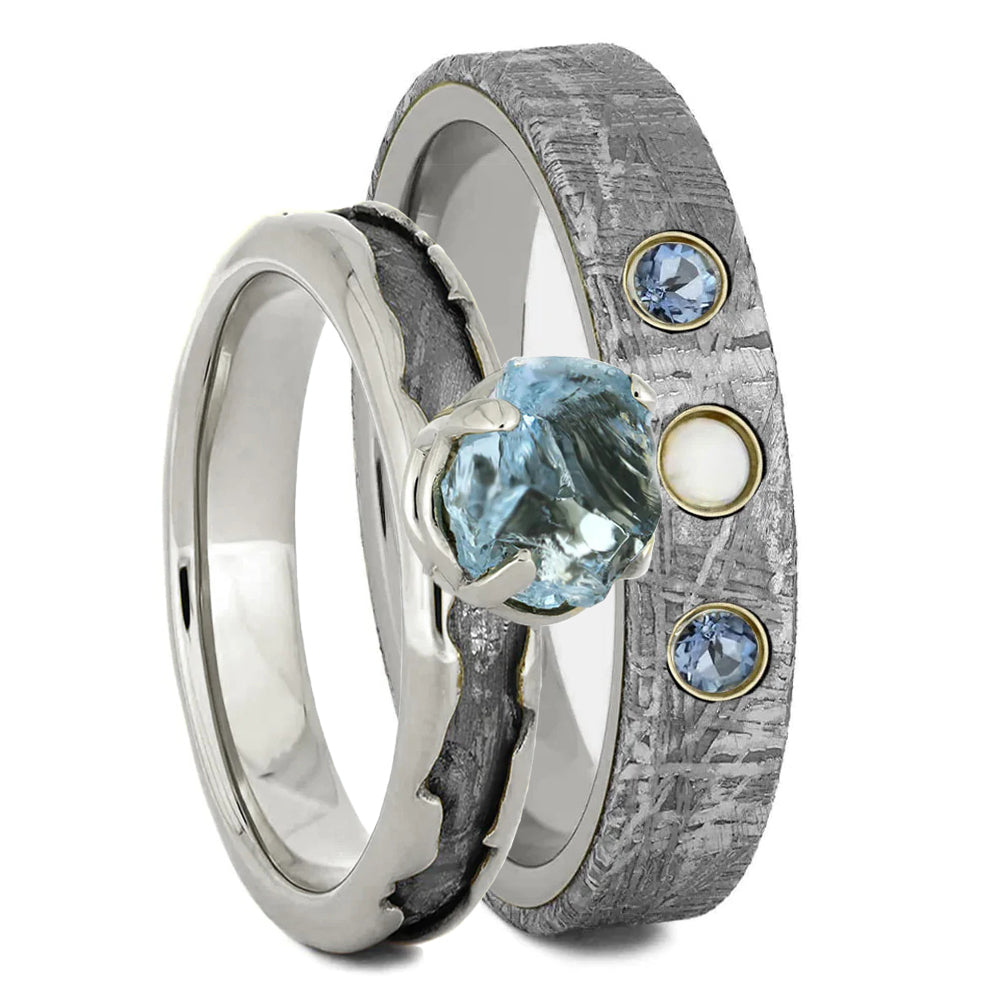 Meteorite Ring Set for Him and Her
