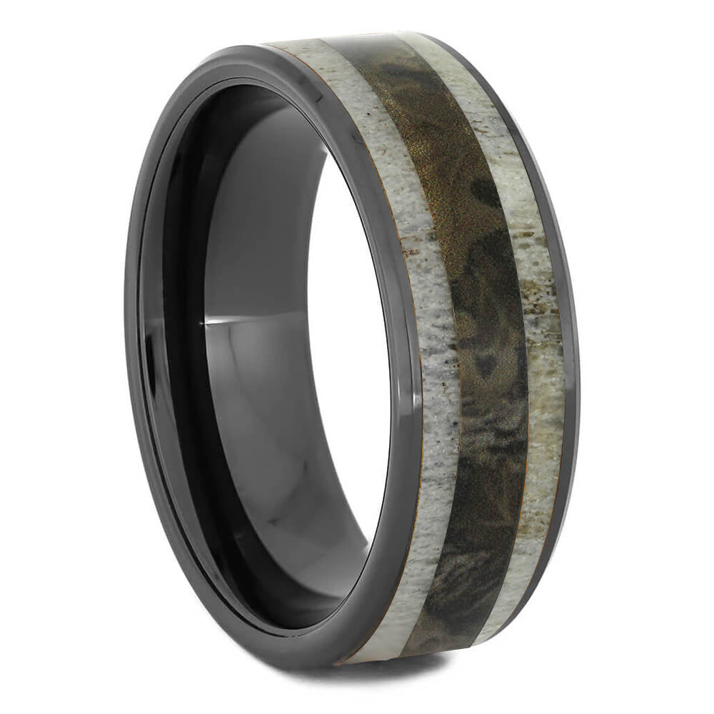 Camo & Deer Antler Men's Wedding Band - Jewelry by Johan