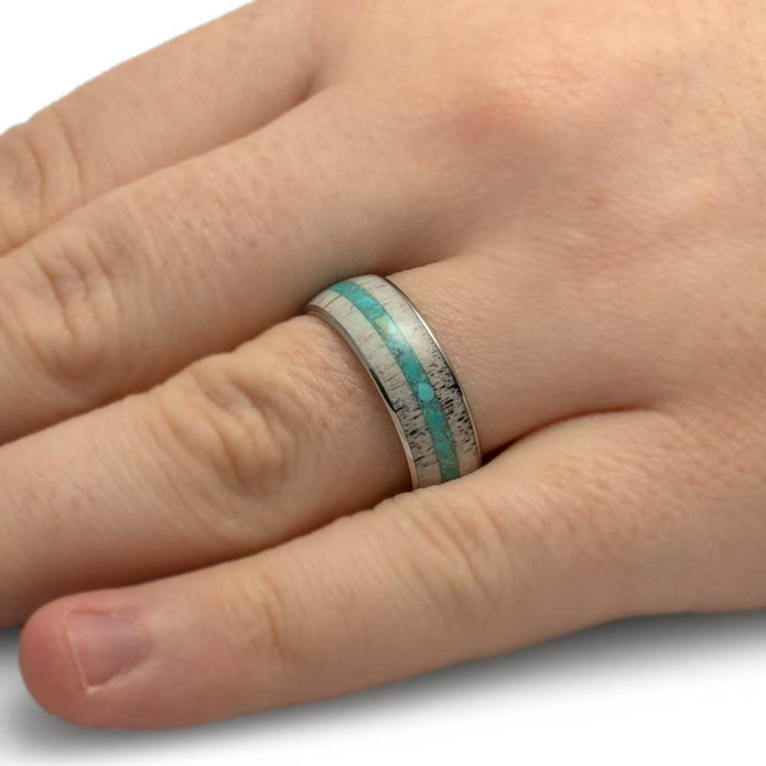 Antler and Turquoise Wedding Band