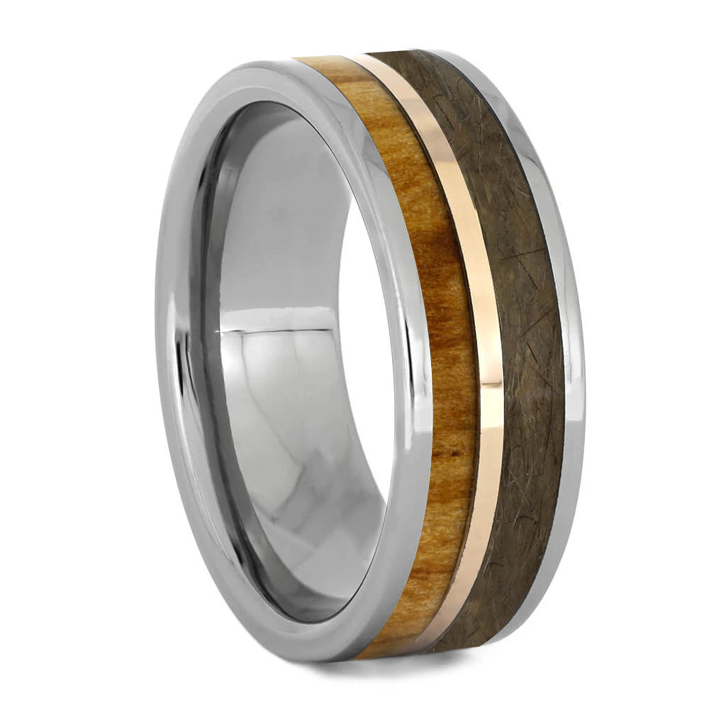 Tungsten Ring With Rowan Wood And Pet Fur - Jewelry by Johan