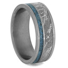 Meteorite Men's Wedding Band with Turquoise in Brushed Titanium - Jewelry by Johan