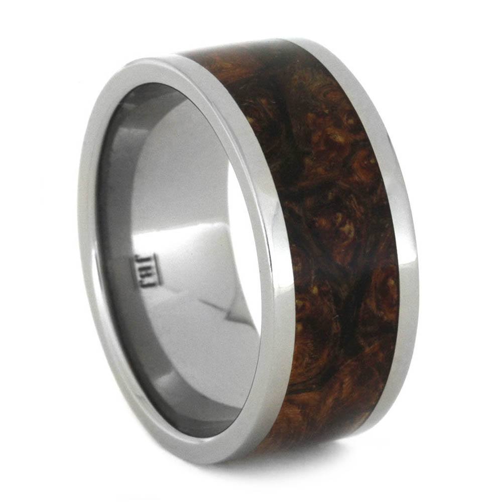 Camo Burl Wood Men's Wedding Ring In Titanium