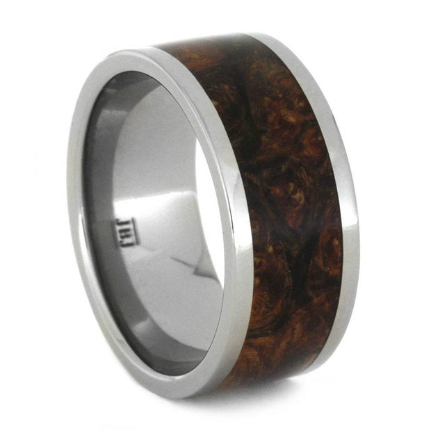 Camo Burl Wood Men's Wedding Ring In Titanium