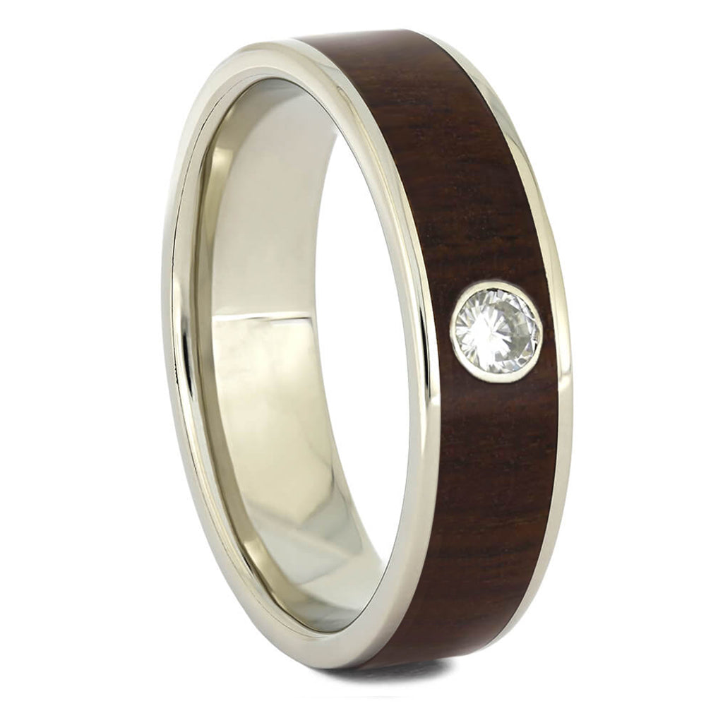 Wood Engagement Ring or Wedding Band With Diamond