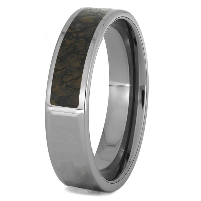Dinosaur Bone & Meteorite Titanium Wedding Band - Jewelry by Johan
