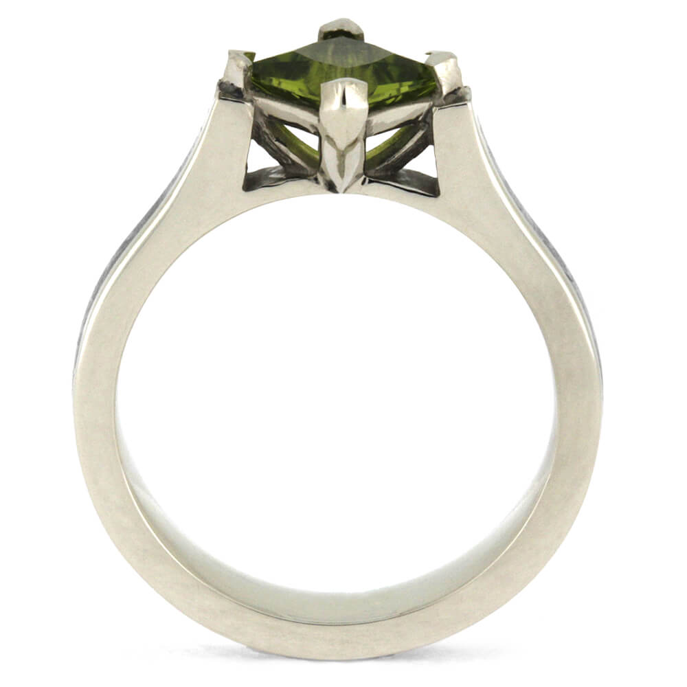 Peridot Engagement Ring, Meteorite Gemstone Ring In White Gold-3362 - Jewelry by Johan