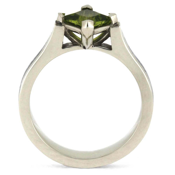 Meteorite Engagement Ring with Peridot