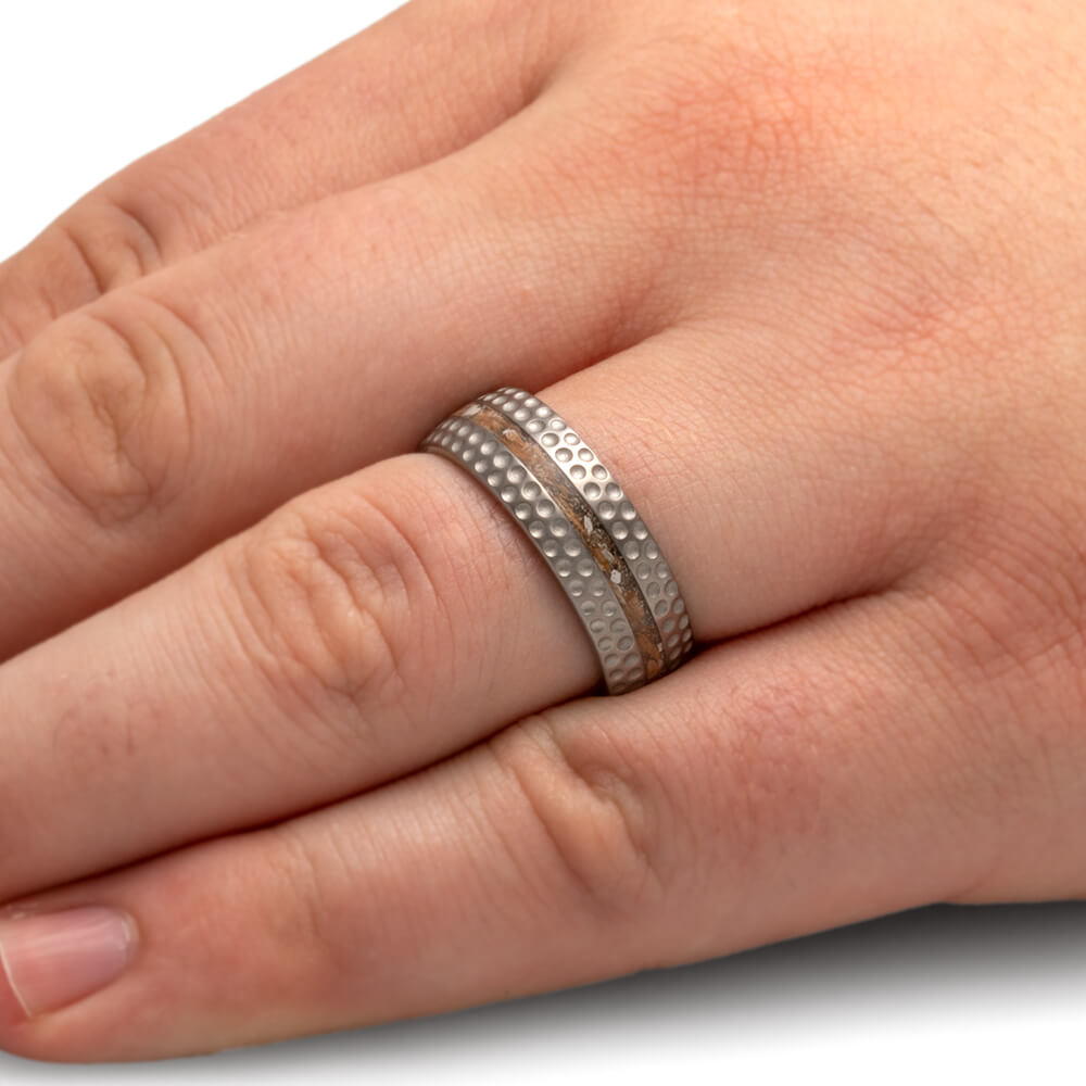 Golf Ring for Men, Titanium Wedding Band Inspired by Golf-3364 - Jewelry by Johan
