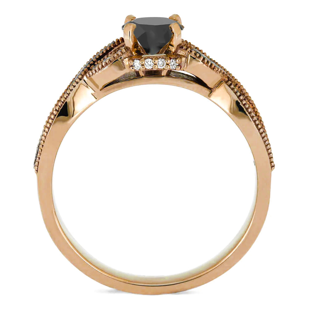 Side View Black Diamond Engagement Ring