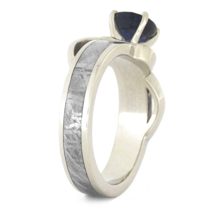 Blue Sapphire Engagement Ring, Meteorite Ring, White Gold Ring-3363 - Jewelry by Johan