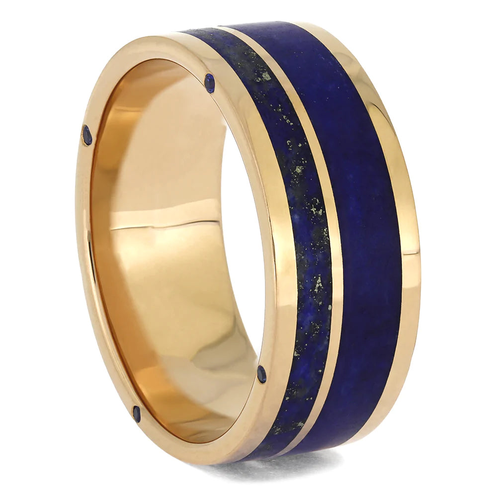 Rose Gold Wedding Band With Lapis Lazuli