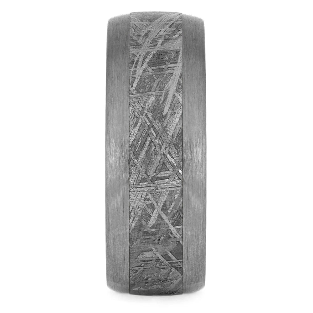 Men's Meteorite Wedding Band With Whiskey Barrel Wood Sleeve-3430 - Jewelry by Johan