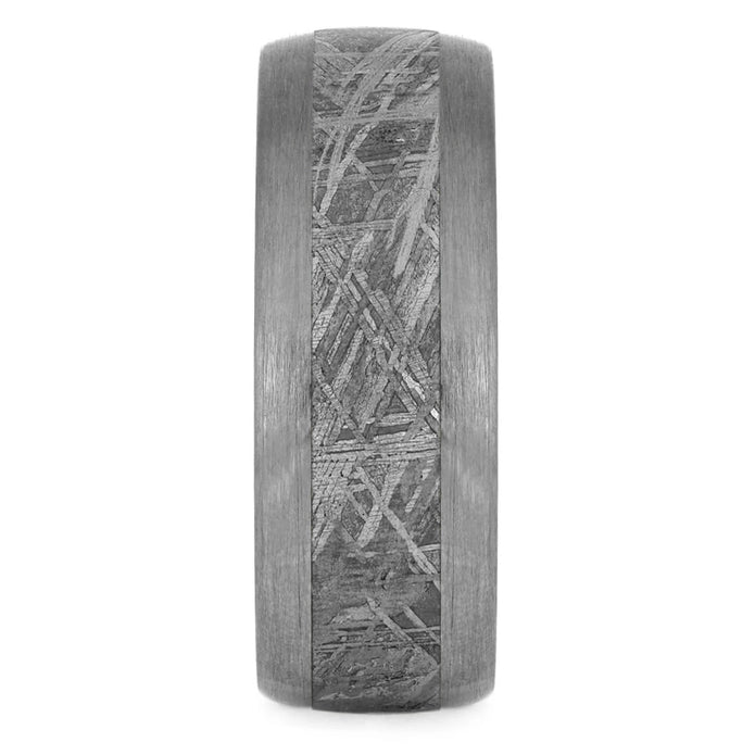 Men's Meteorite Wedding Band With Whiskey Barrel Wood Sleeve-3430 - Jewelry by Johan
