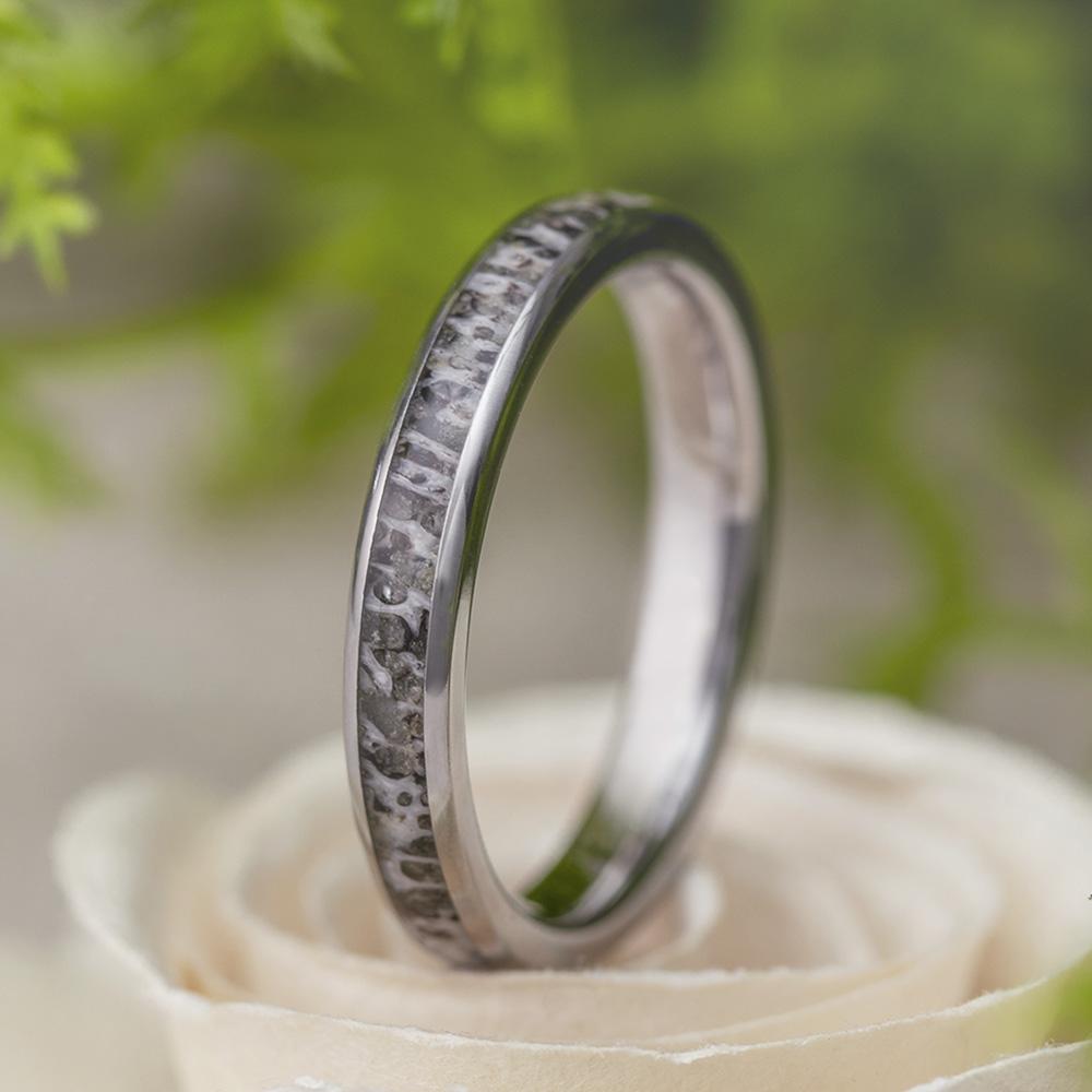 Thin Deer Antler Women's Wedding Ring, In Stock-SIG3024 - Jewelry by Johan